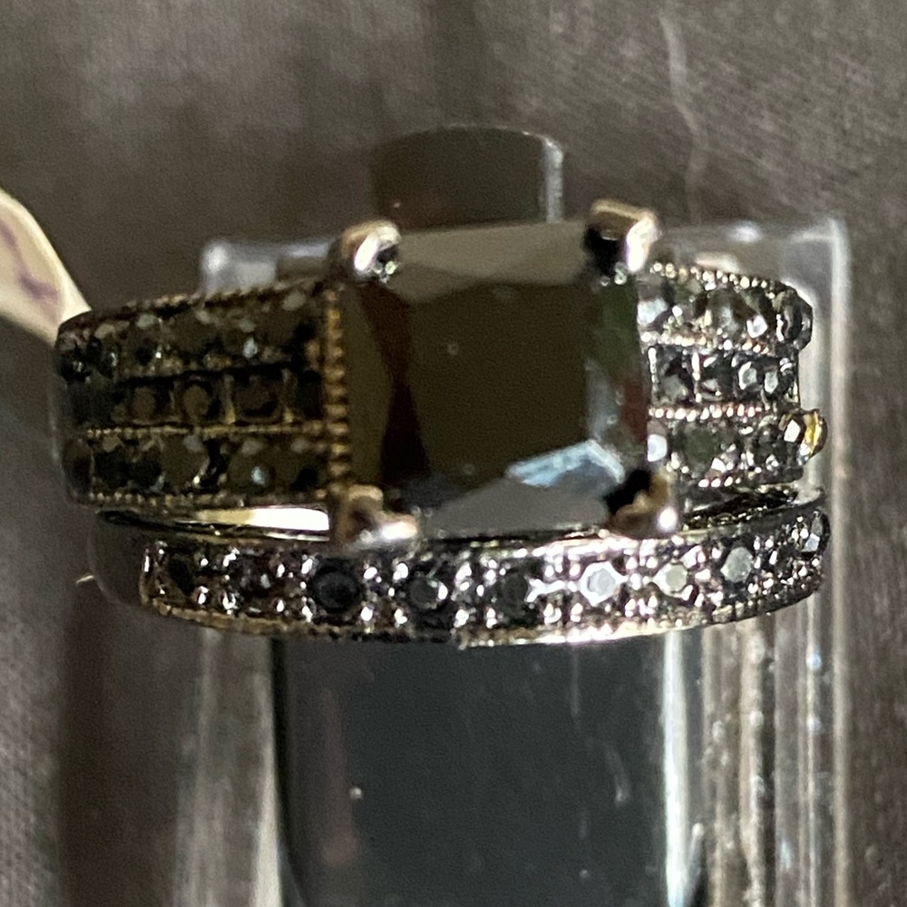 HP💎Black Sapphire 14KT Black Gold Filled Ring Set - Picture 7 of 15